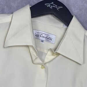 Via Condotti Button Down Shirt Women's 14 Lt. Yellow Herringbone Cotton Canada